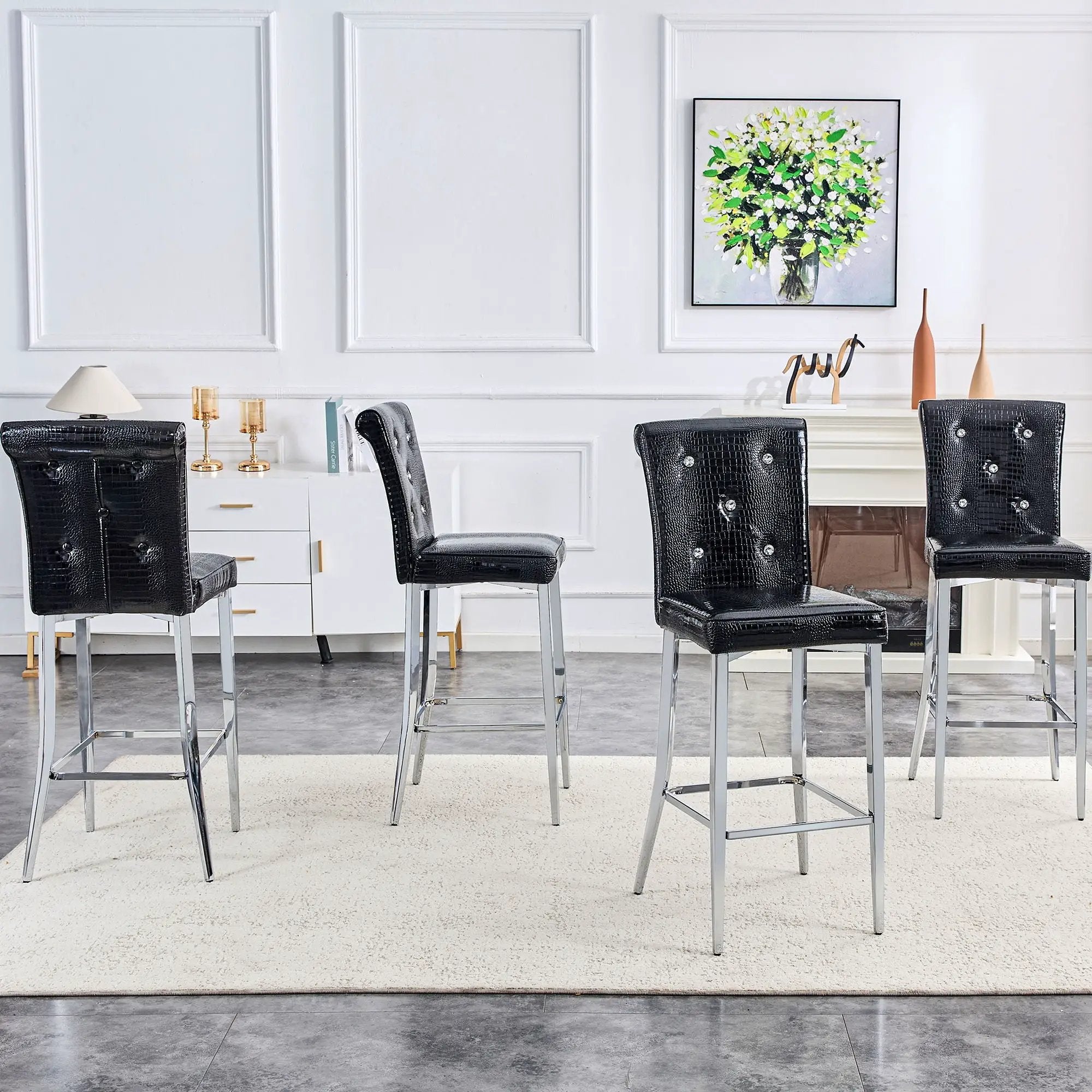 Bar Chairs & Crystal Clasp Design (Set of 2)
