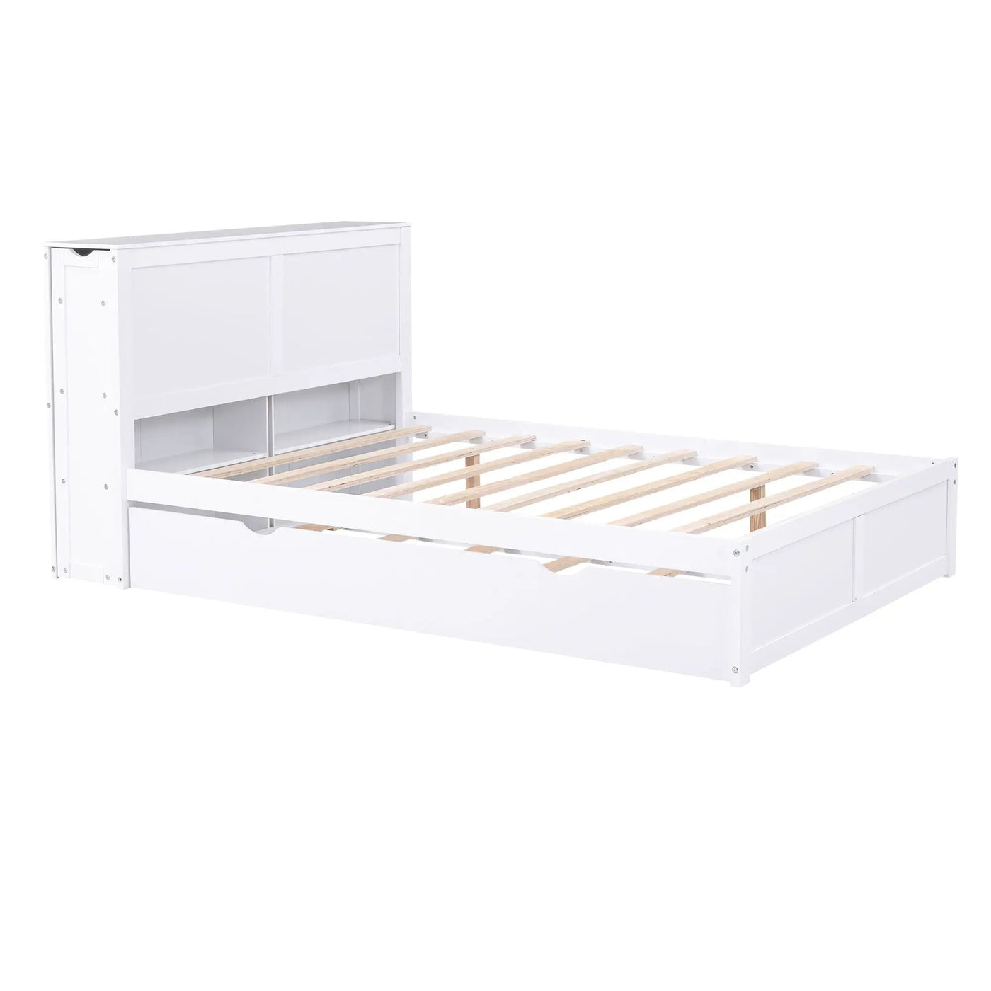 Storage Platform Bed With Pull Out Shelves And Trundle by HouseOfZazla