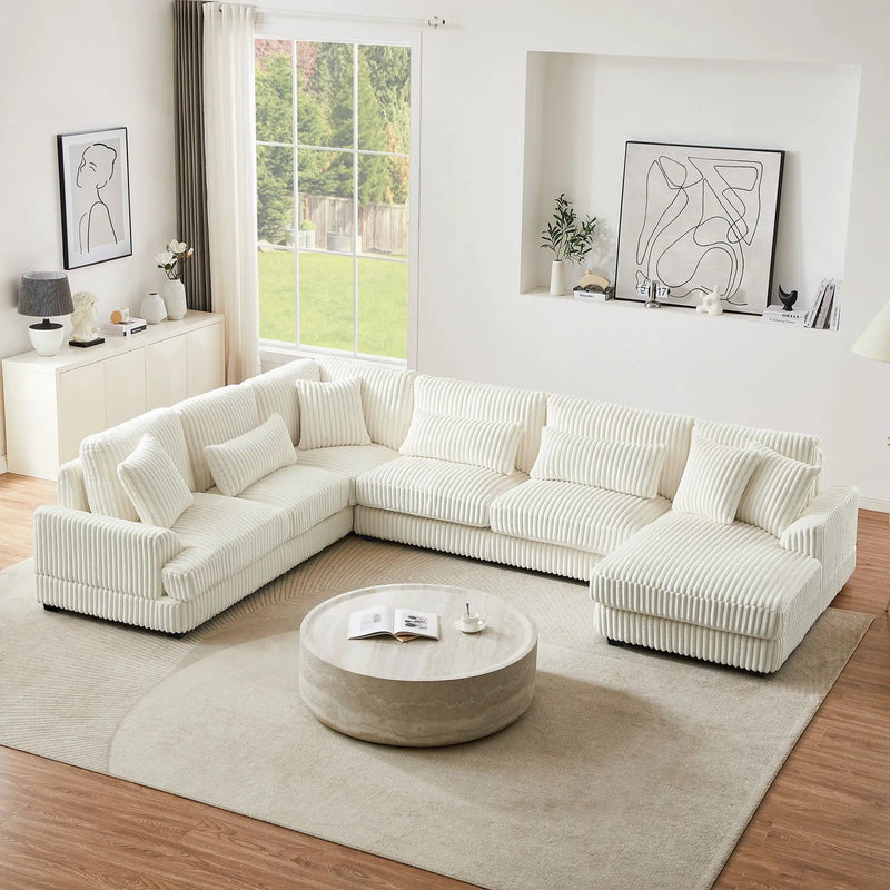 Oversized Sectional Sofa U - Shaped Sofa Couch Modern Sofa Upholstered In Soft With A Chaise Lounge For Living Room by Unique Piece Furniture