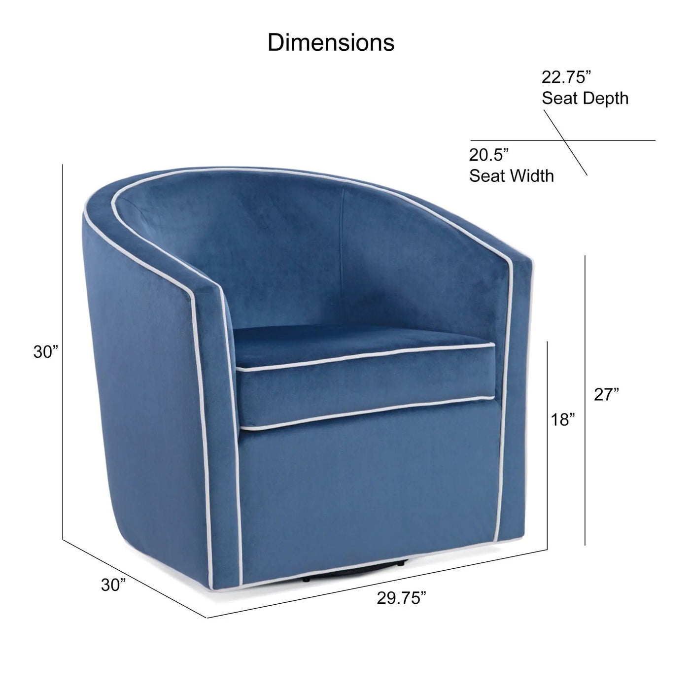 Kendall - Swivel Chair With Barrel Back Design by HouseOfZazla