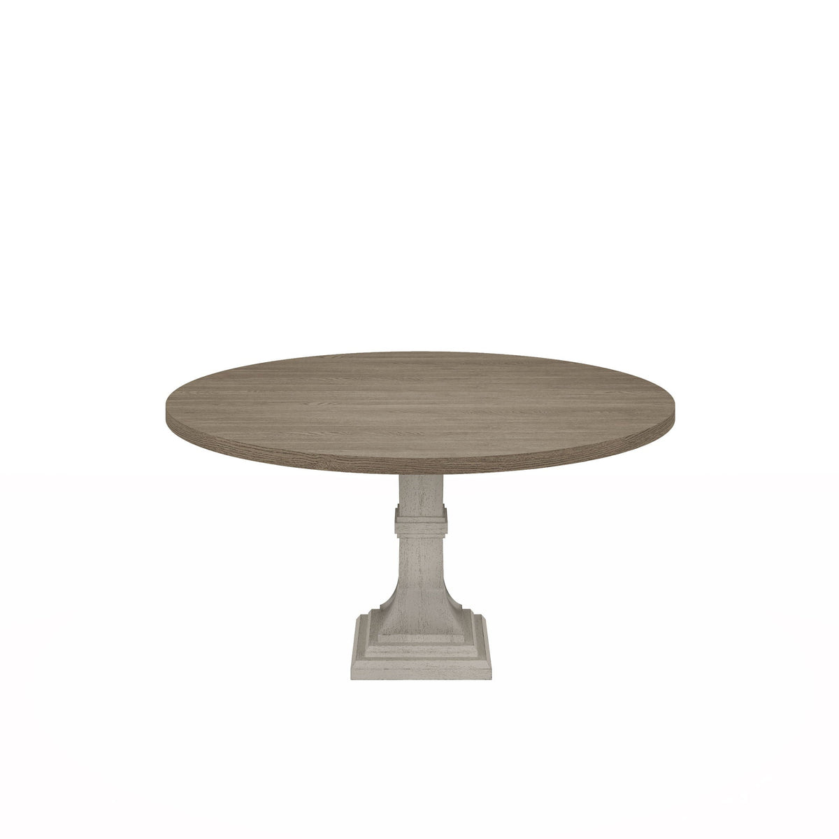 Round Dining Table with White Pedestal Base - White and Gray