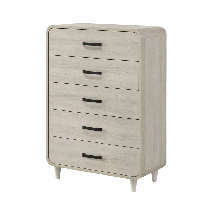 5 Drawer Tall Chest Storage Furniture With Ample Drawer Space - Antique White by HouseOfZazla