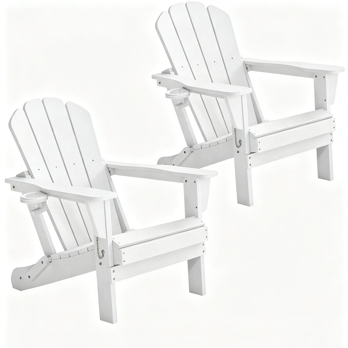 Adirondack Chairs Set of 2 - White Outdoor Folding Patio Seating