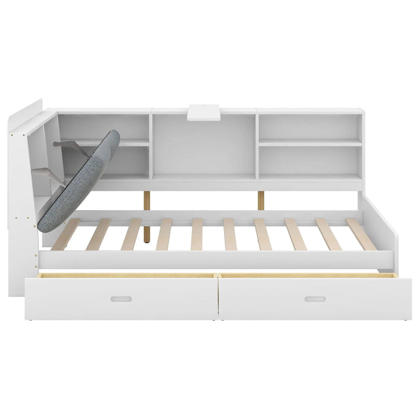 Platform Bed With Storage Headboard, Shelves And 2 Drawers by HouseOfZazla