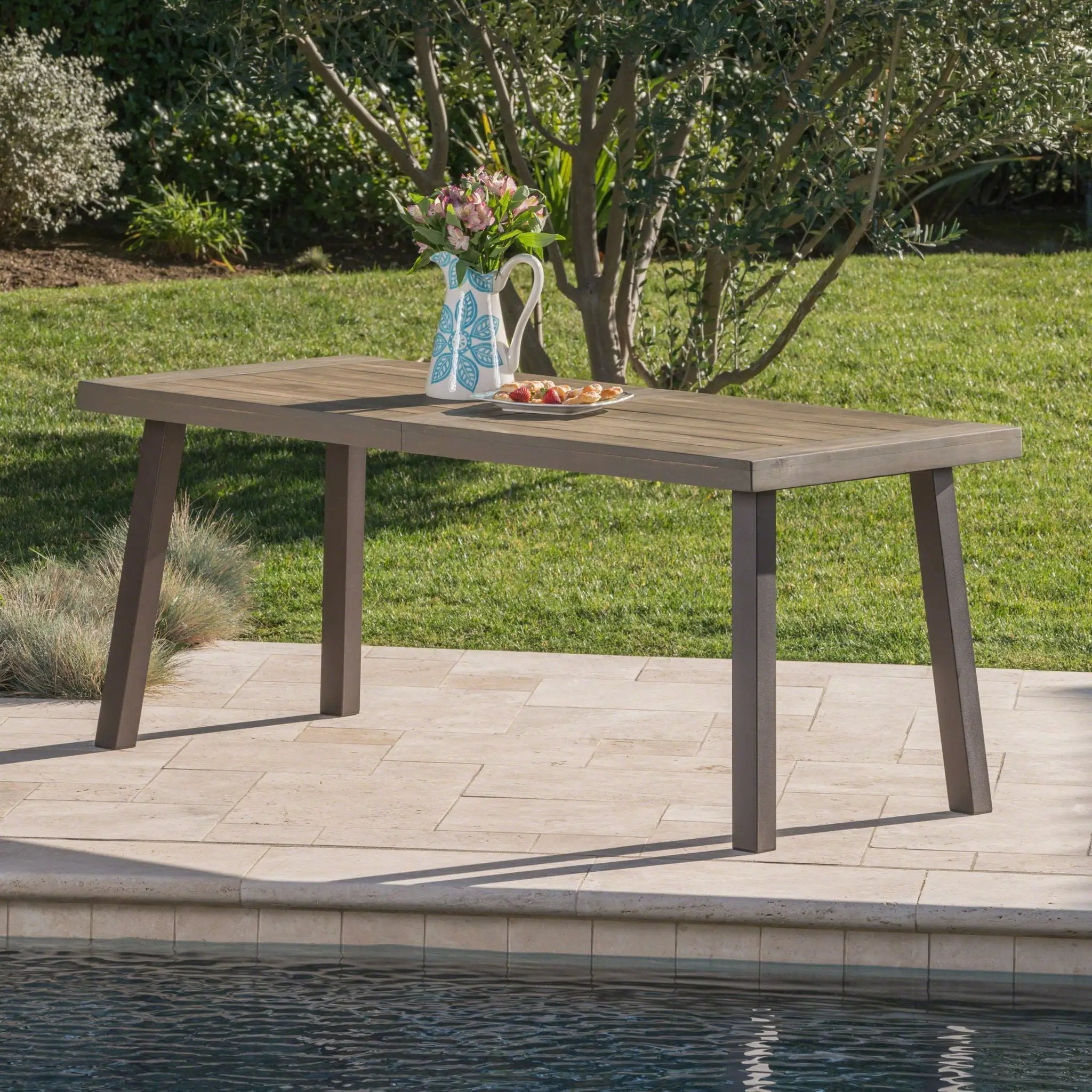 Acacia Wood Dining Table with Slat Design by HouseOfZazla