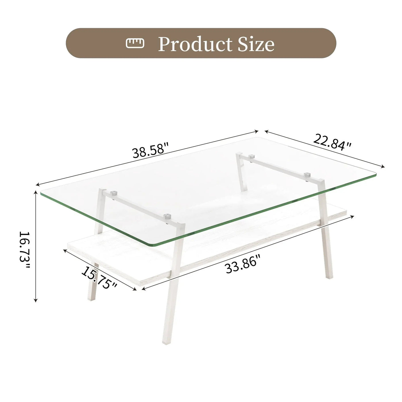 Rectangle Coffee Table, Tempered Glass Tabletop With Metal Legs, Modern Table For Living Room by HouseOfZazla