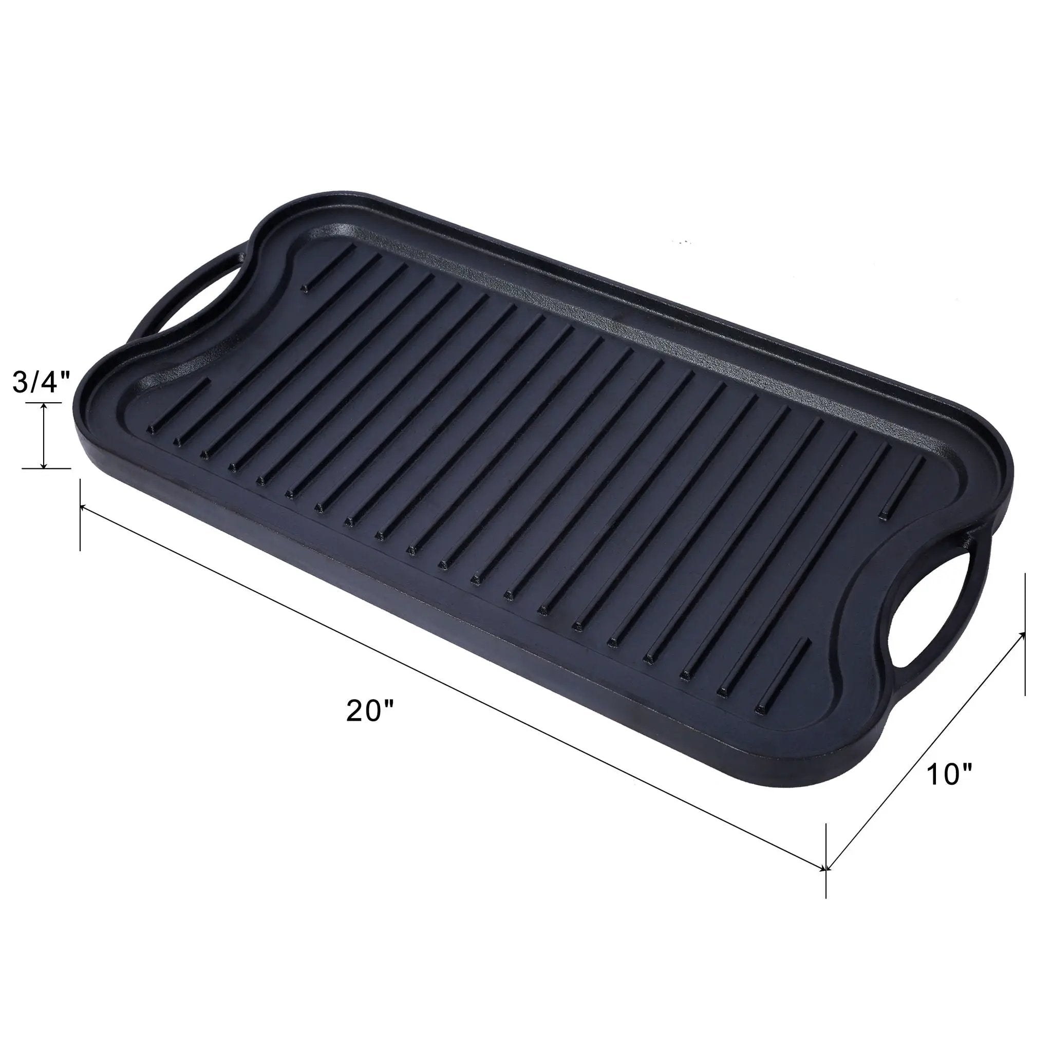 Pre Seasoned Cast Iron Reversible Rectangular Grill / Griddle - Black by HouseOfZazla