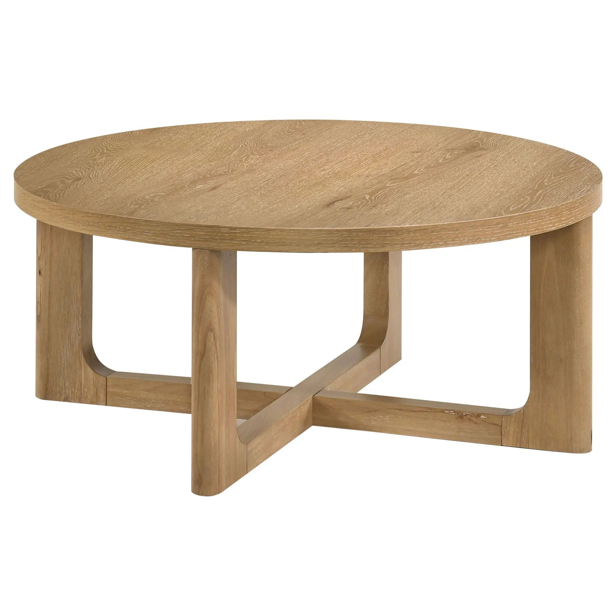 Kessler 2-piece Round Sculptural Wood Coffee Table Set Light Oak by Unique Piece Furniture