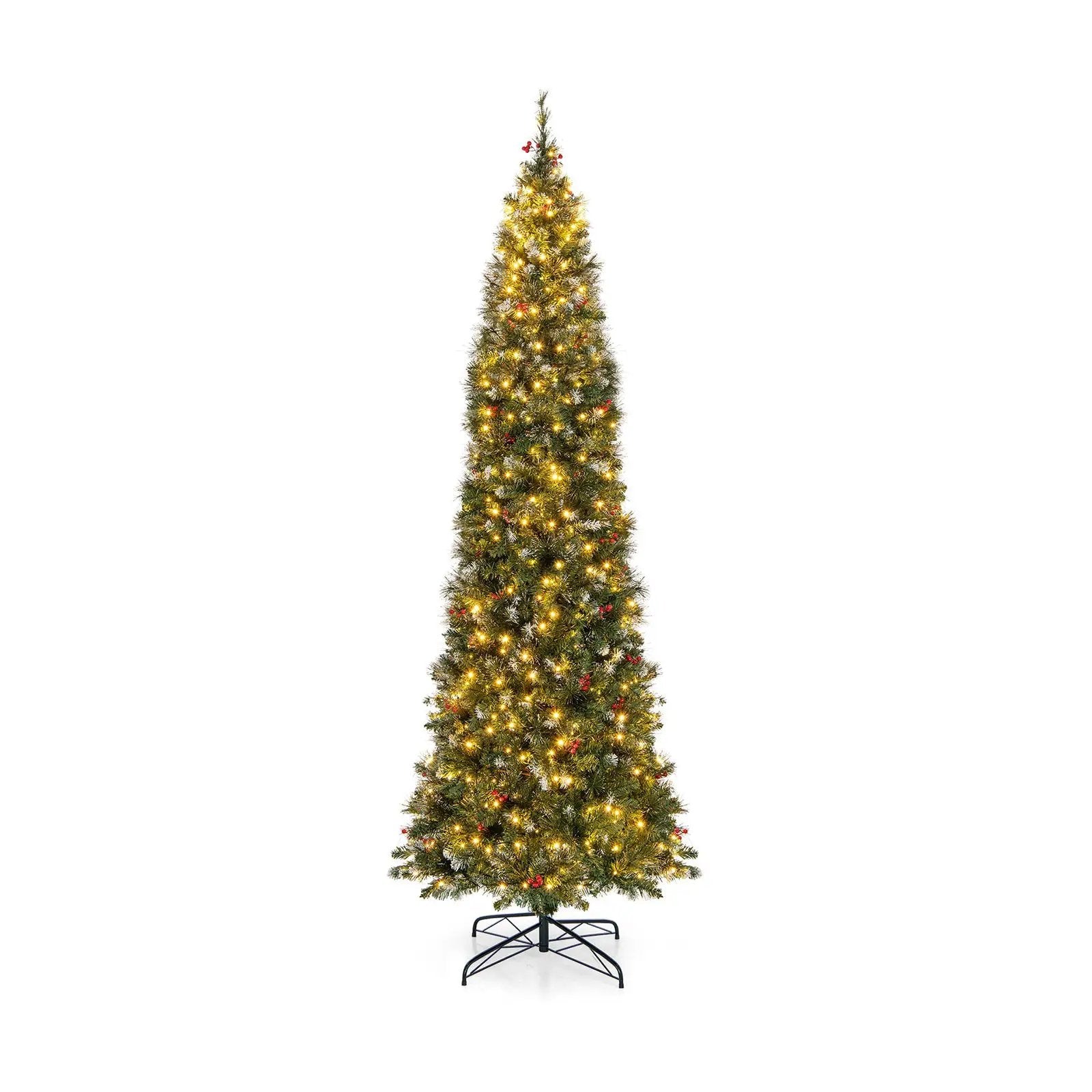 5/6/7/8/9 FT Pre-Lit Artificial Hinged Slim Pencil Christmas Tree by DirectDeals