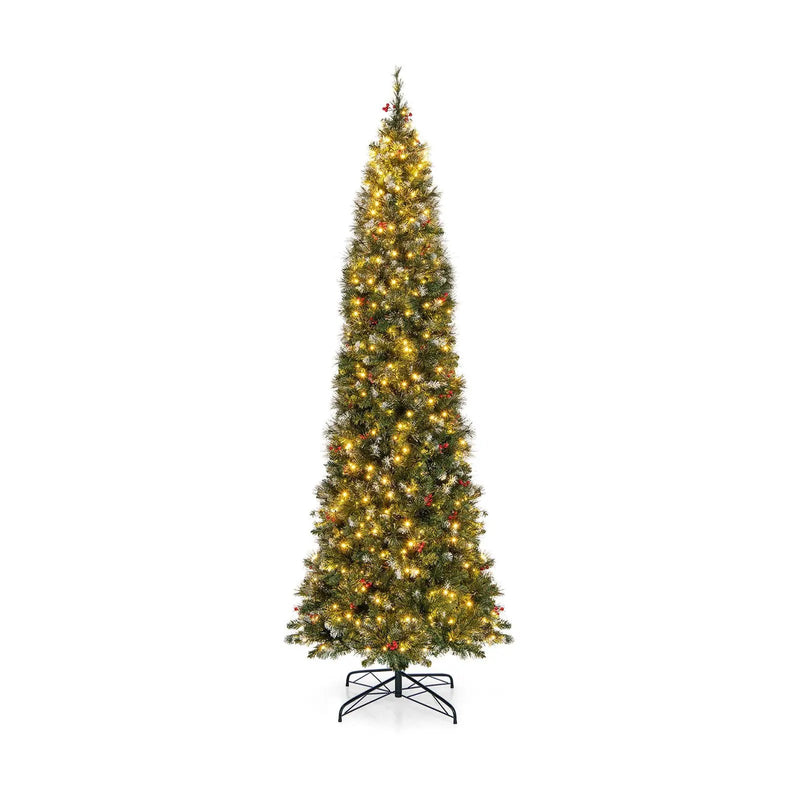 5/6/7/8/9 FT Pre-Lit Artificial Hinged Slim Pencil Christmas Tree by DirectDeals