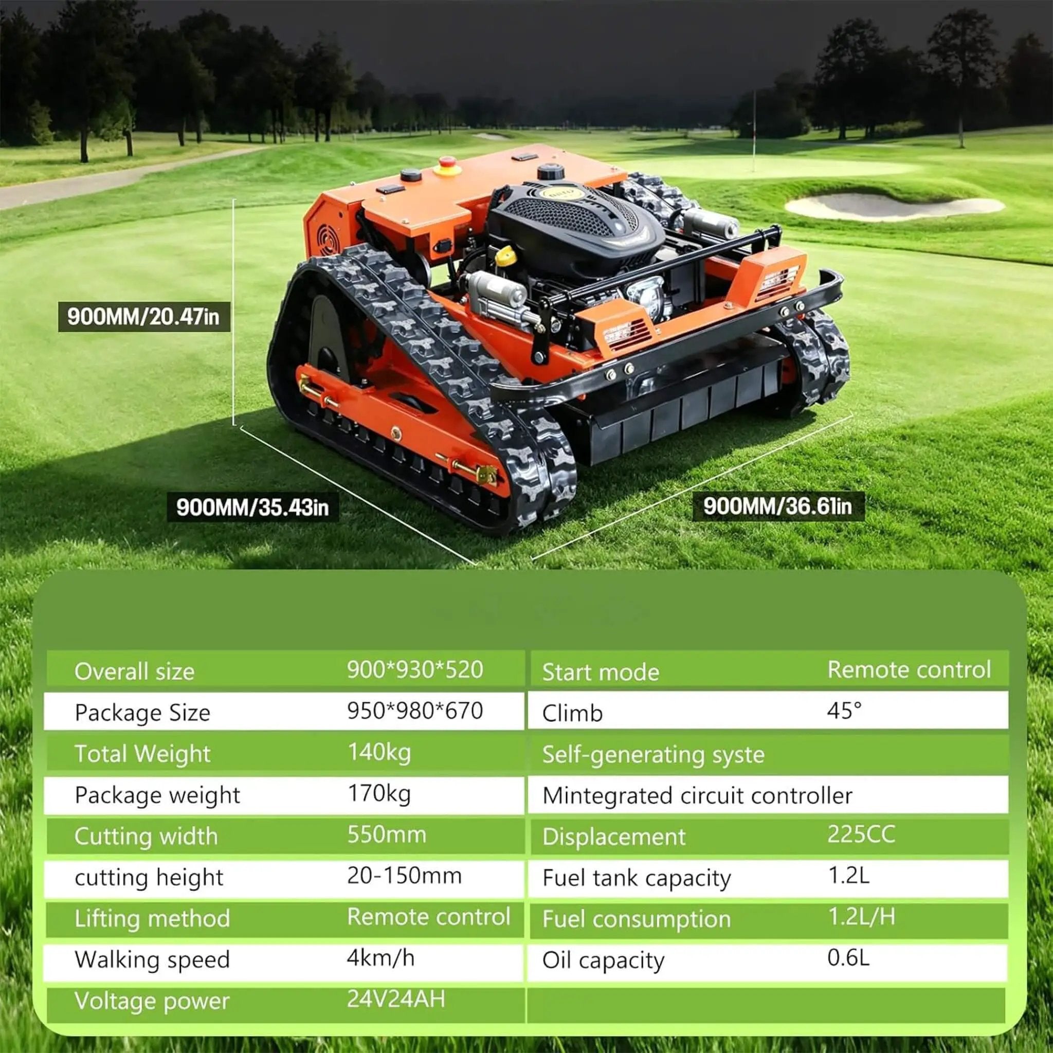 Heavy-Duty 9HP 225CC Remote-Controlled All-Terrain Gas-Powered Lawn Mower With 21-Inch Cutting Width (SAK78412) by SAKSBY WHOLESALE
