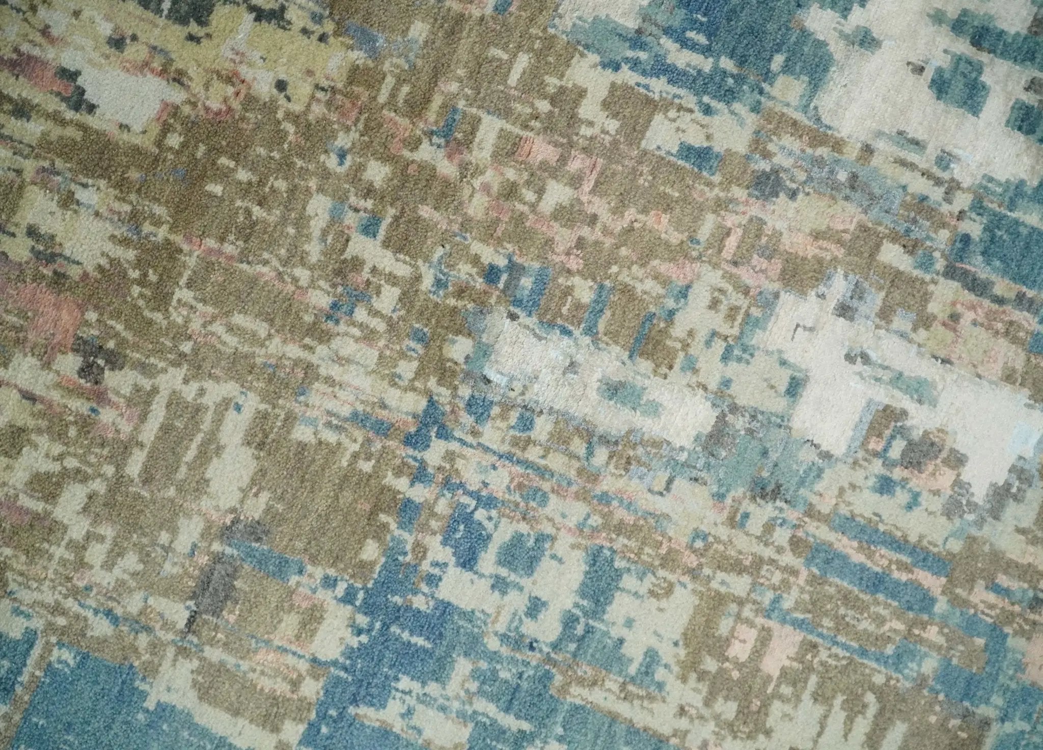 9x12 Fine Hand Knotted Brown Multicolor Modern Abstract Wool Area Rug by The Rug Decor