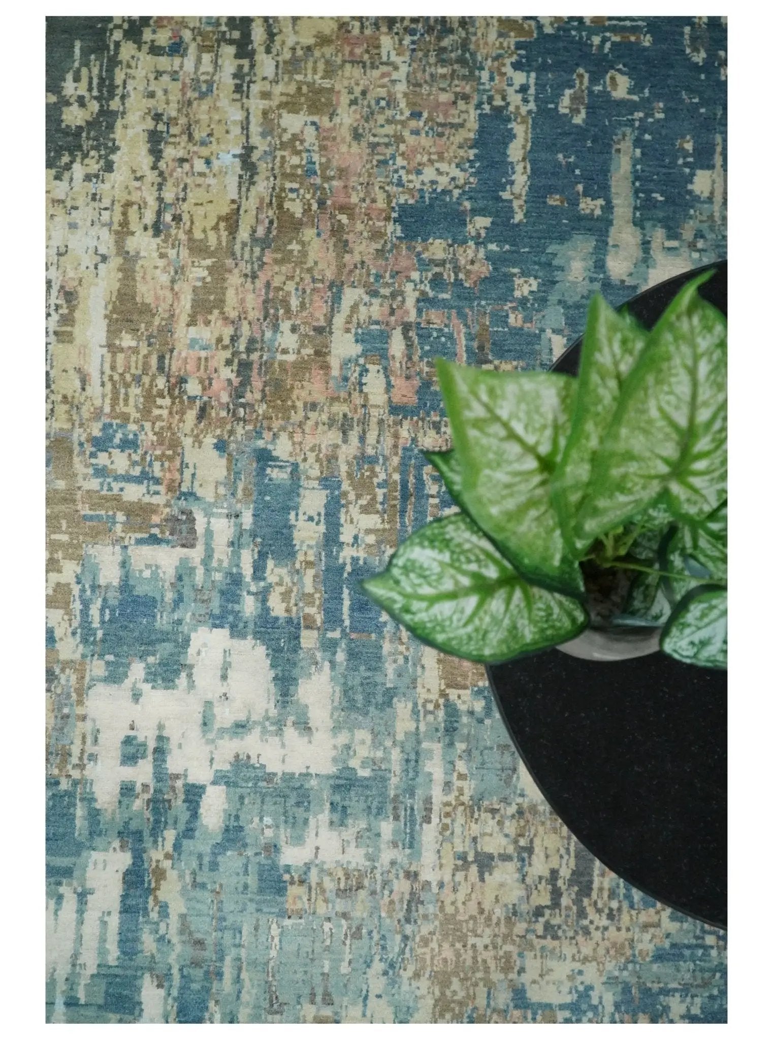 9x12 Fine Hand Knotted Brown Multicolor Modern Abstract Wool Area Rug by The Rug Decor