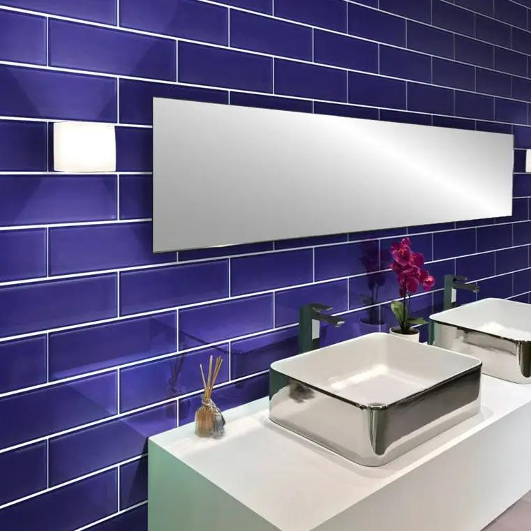 Cobalt Blue 3x12 Glossy Subway Glass Tile (20 pack, 5 sq ft/case) by Apollo Tile