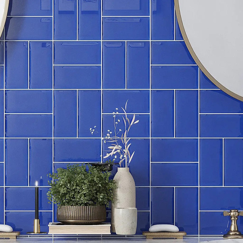 Cobalt Blue 3x6 Glossy Subway Glass Tile (40 pack, 5 sq ft/case) by Apollo Tile