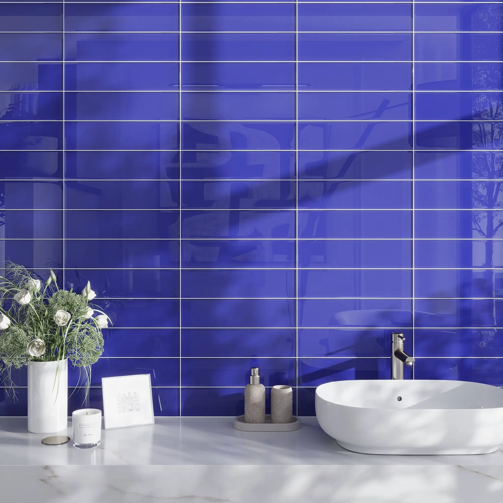 Cobalt Blue 4x16 Glossy Subway Glass Tile (12 pack, 5.33 sq ft/case) by Apollo Tile