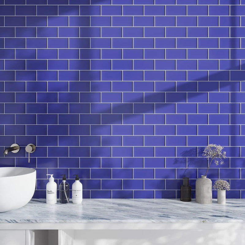 Cobalt Blue 3x6 Matte Subway Glass Tile (40 pack, 5 sq ft/case) by Apollo Tile