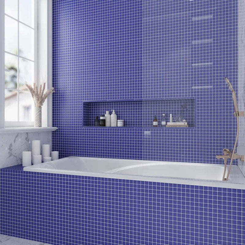 Cobalt Blue 0.5x12 Matte Glass Pencil Tile Trim (10 pack, 0.5 sq ft/case) by Apollo Tile