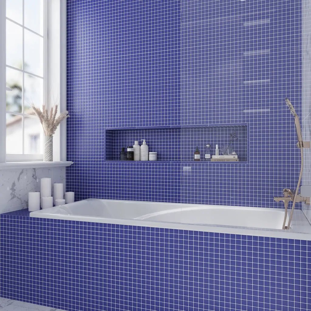 Cobalt Blue 12x12 Matte Square Glass Mosaic Tile (10 pack, 9.67 sq ft/case) by Apollo Tile