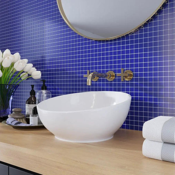 Cobalt Blue 12x12 Matte Square Glass Mosaic Tile (10 pack, 9.67 sq ft/case), photo 2 of 8