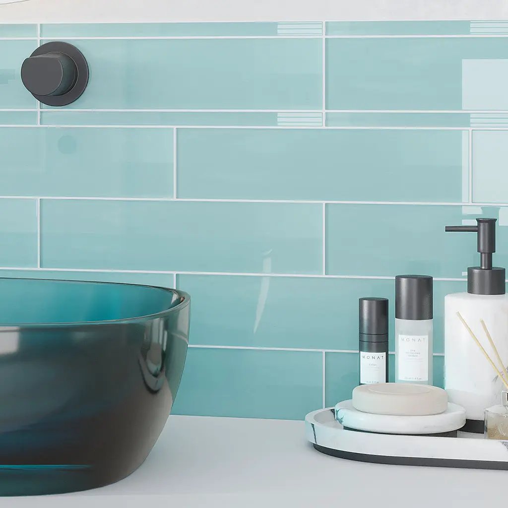 Sky Blue 3x12 Glossy Subway Glass Tile (20 pack, 5 sq ft/case) by Apollo Tile