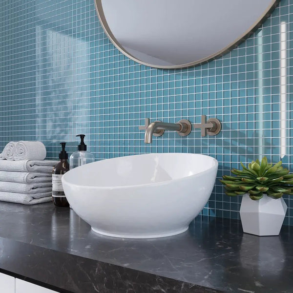 Sky Blue 12x12 Glossy Square Glass Mosaic Tile (10 pack, 9.67 sq ft/case)