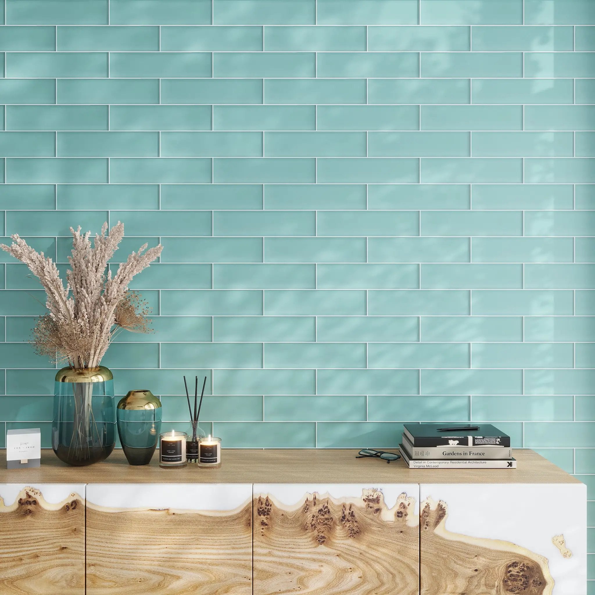Sky Blue 3x12 Matte Subway Glass Tile (20 pack, 5 sq ft/case) by Apollo Tile