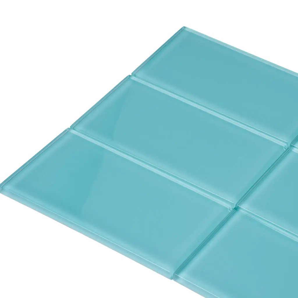 Sky Blue 3x6 Glossy Subway Glass Tile (40 pack, 5 sq ft/case) by Apollo Tile
