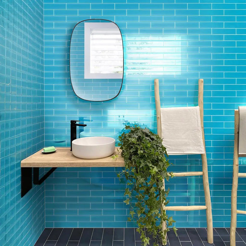 Sapphire Blue 3x12 Glossy Subway Glass Tile (20 pack, 5 sq ft/case) by Apollo Tile