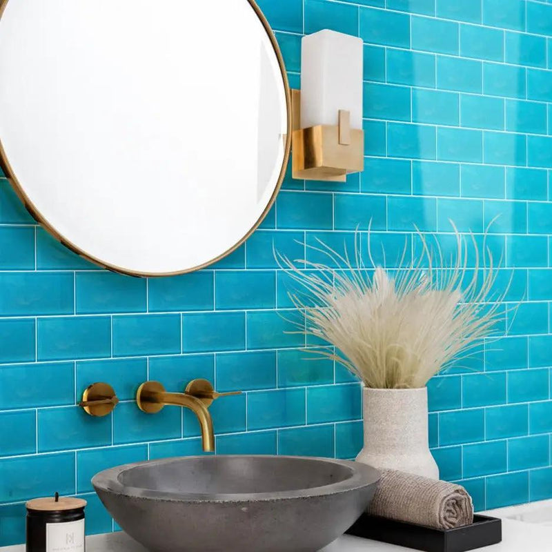 Sapphire Blue 3x6 Glossy Subway Glass Tile (40 pack, 5 sq ft/case) by Apollo Tile