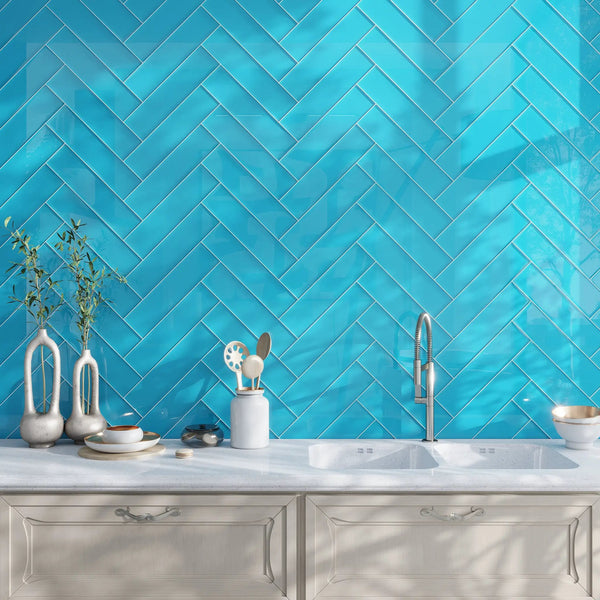 Sapphire Blue 4x16 Glossy Subway Glass Tile (12 pack, 5.33 sq ft/case)