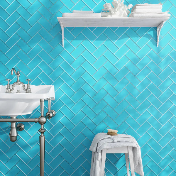 Sapphire Blue 3x6 Matte Subway Glass Tile (40 pack, 5 sq ft/case)