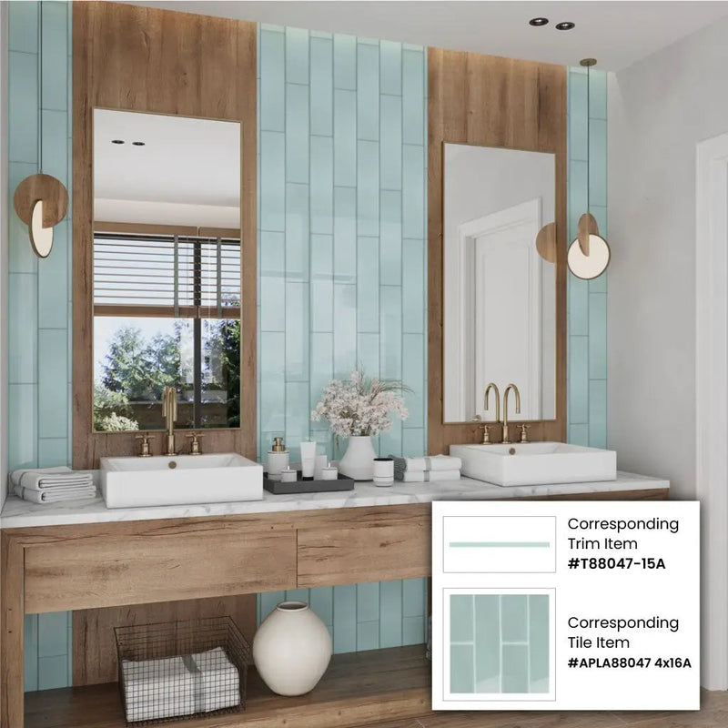 Blizzard Blue 4x16 Glossy Subway Glass Tile (12 pack, 5.33 sq ft/case) by Apollo Tile