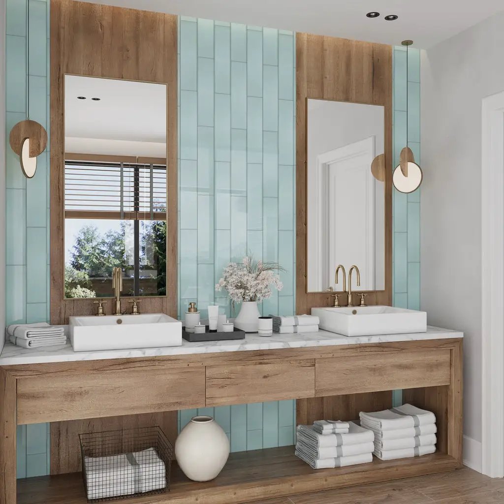 Blizzard Blue 4x16 Glossy Subway Glass Tile (12 pack, 5.33 sq ft/case) by Apollo Tile