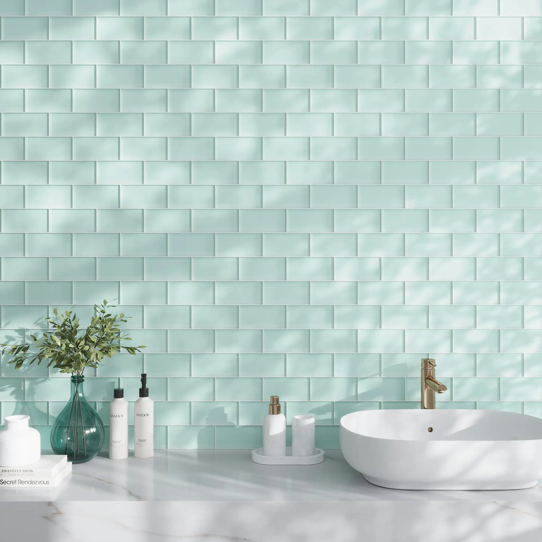Blizzard Blue 3x6 Matte Subway Glass Tile (40 pack, 5 sq ft/case) by Apollo Tile