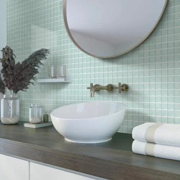 Blizzard Blue 12x12 Glossy Square Glass Mosaic Tile (10 pack, 9.67 sq ft/case)