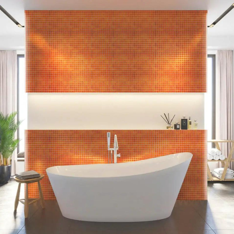 Orange 12x12 Glossy Square Glass Mosaic Tile (10 pack, 9.67 sq ft/case) by Apollo Tile