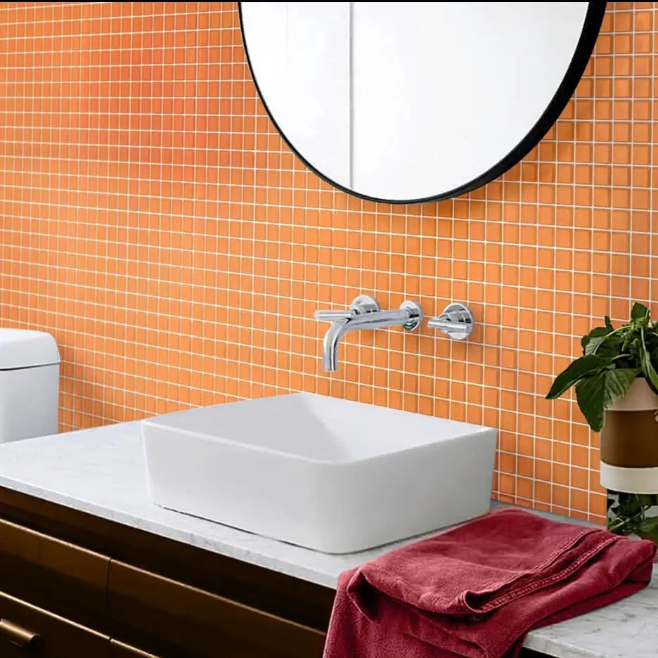 Orange 12x12 Matte Square Glass Mosaic Tile (10 pack, 9.67 sq ft/case) by Apollo Tile
