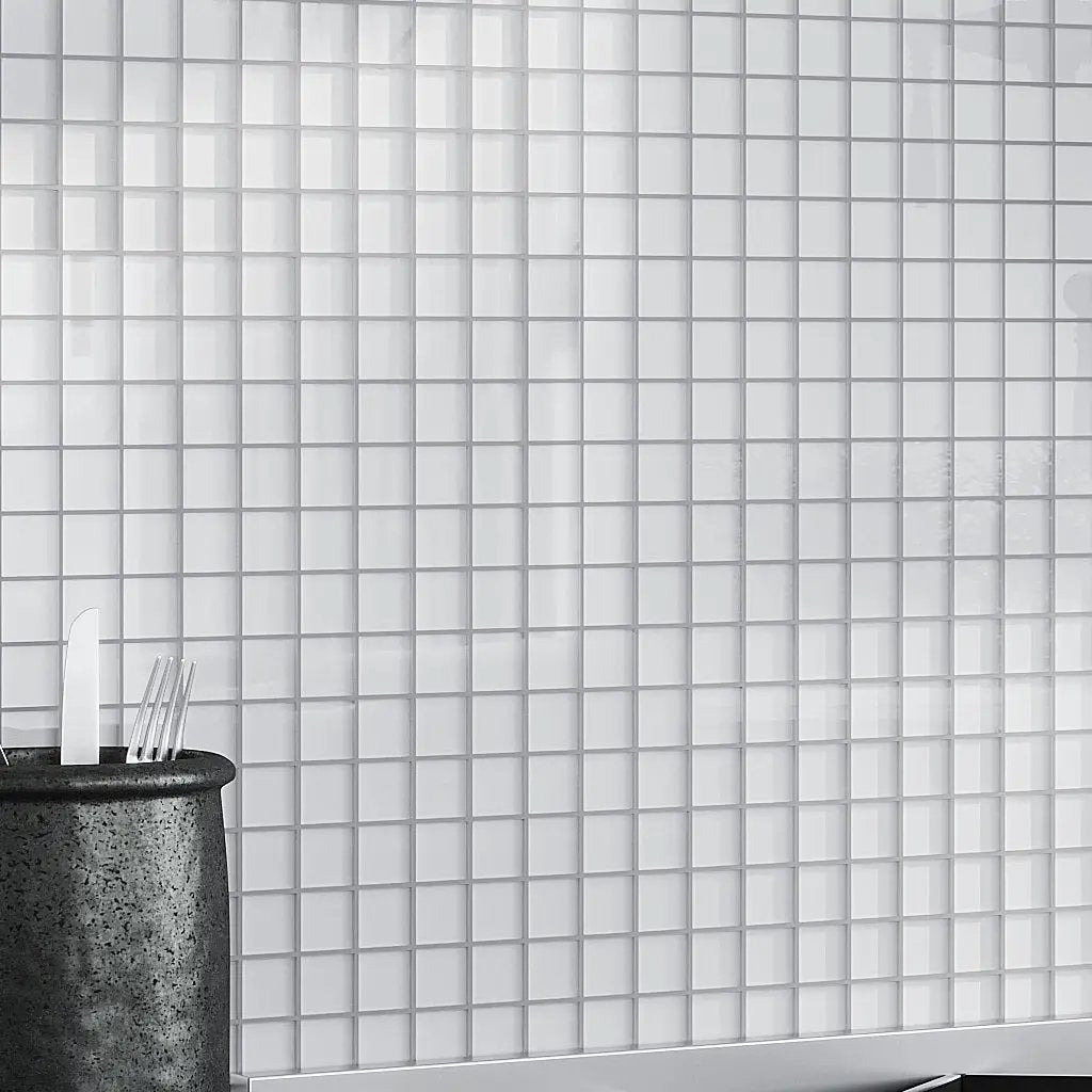 White 12x12 Glossy Square Glass Mosaic Tile (10 pack, 9.67 sq ft/case) by Apollo Tile