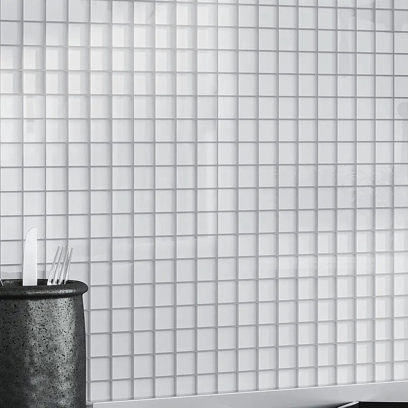 White 12x12 Glossy Square Glass Mosaic Tile (10 pack, 9.67 sq ft/case) by Apollo Tile