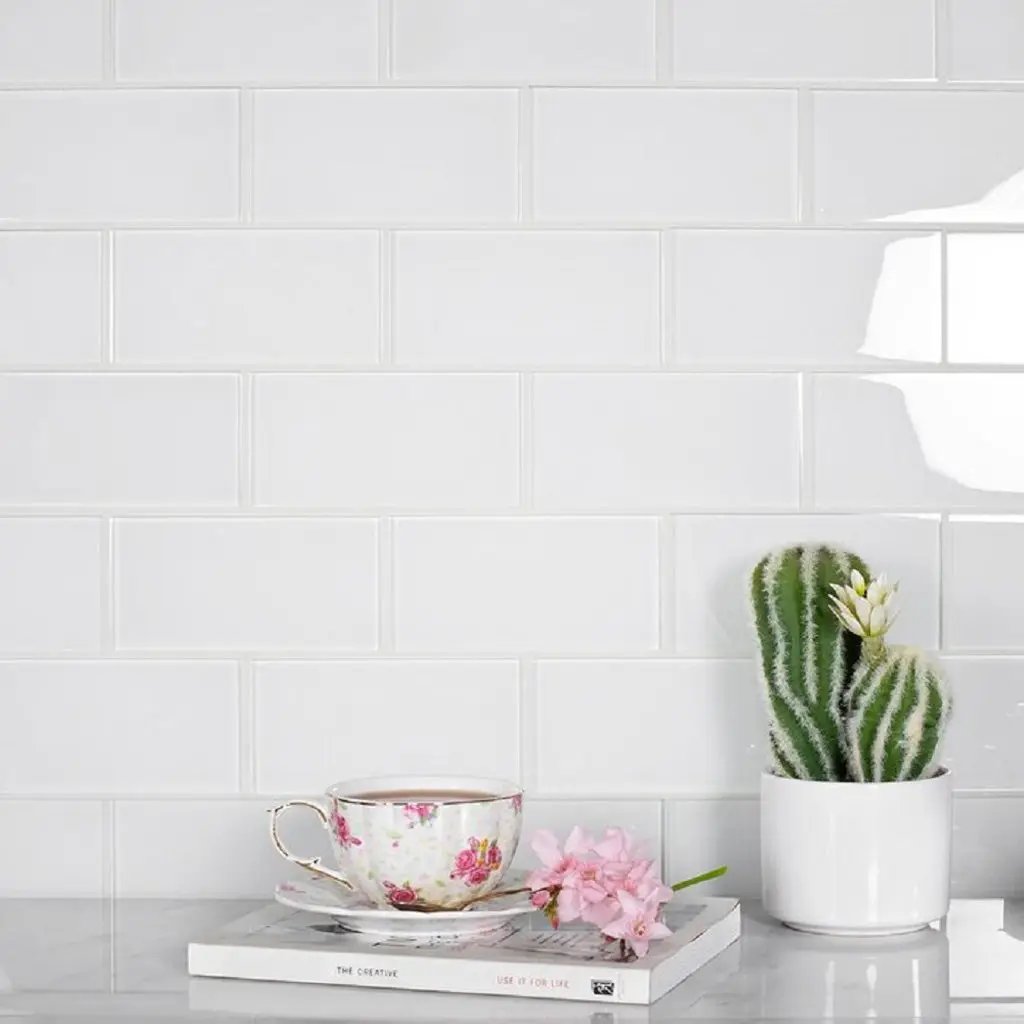 White 3x6 Glossy Subway Glass Tile (40 pack, 5 sq ft/case) by Apollo Tile