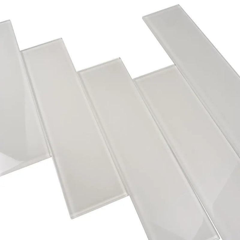 White 4x16 Glossy Subway Glass Tile (12 pack, 5.33 sq ft/case) by Apollo Tile