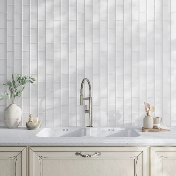 White 3x6 Matte Subway Glass Tile (40 pack, 5 sq ft/case)