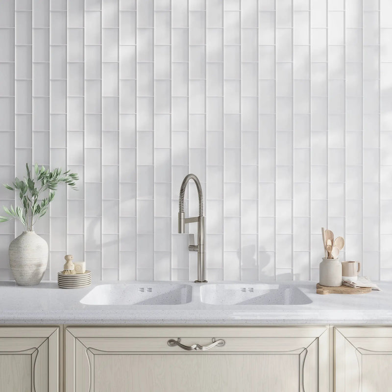 White 3x6 Matte Subway Glass Tile (40 pack, 5 sq ft/case) by Apollo Tile