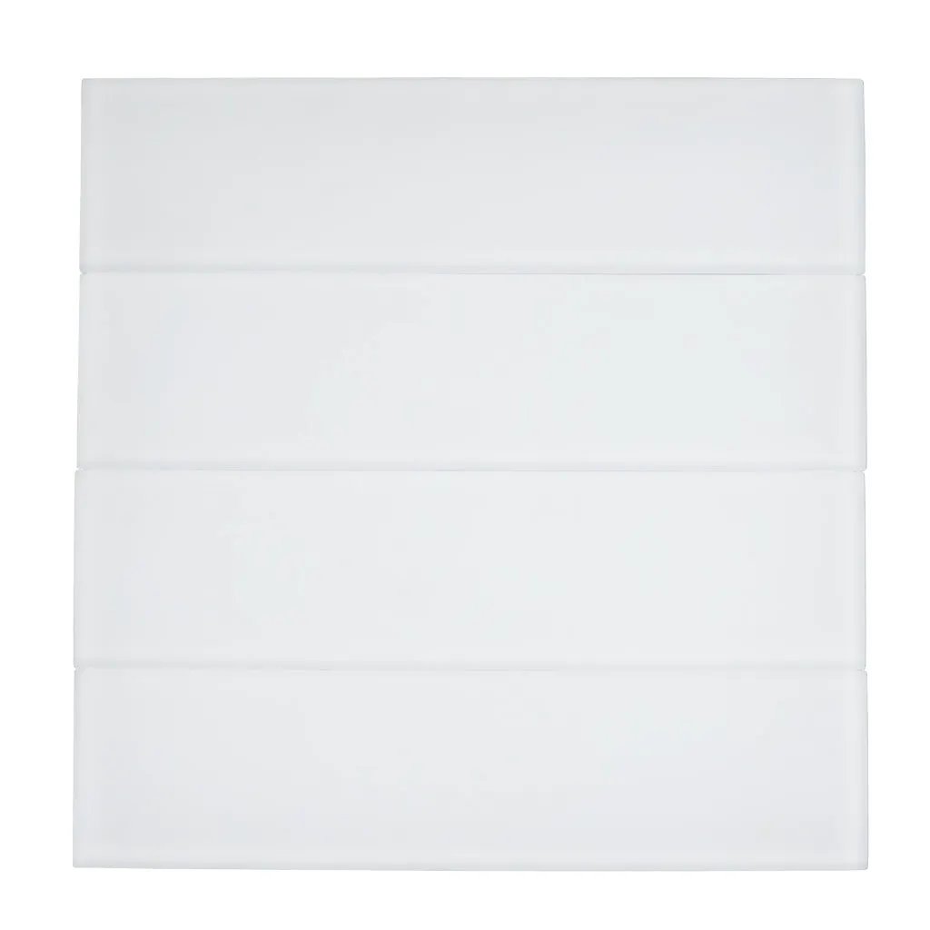 White 3x12 Matte Subway Glass Tile (20 pack, 5 sq ft/case) by Apollo Tile