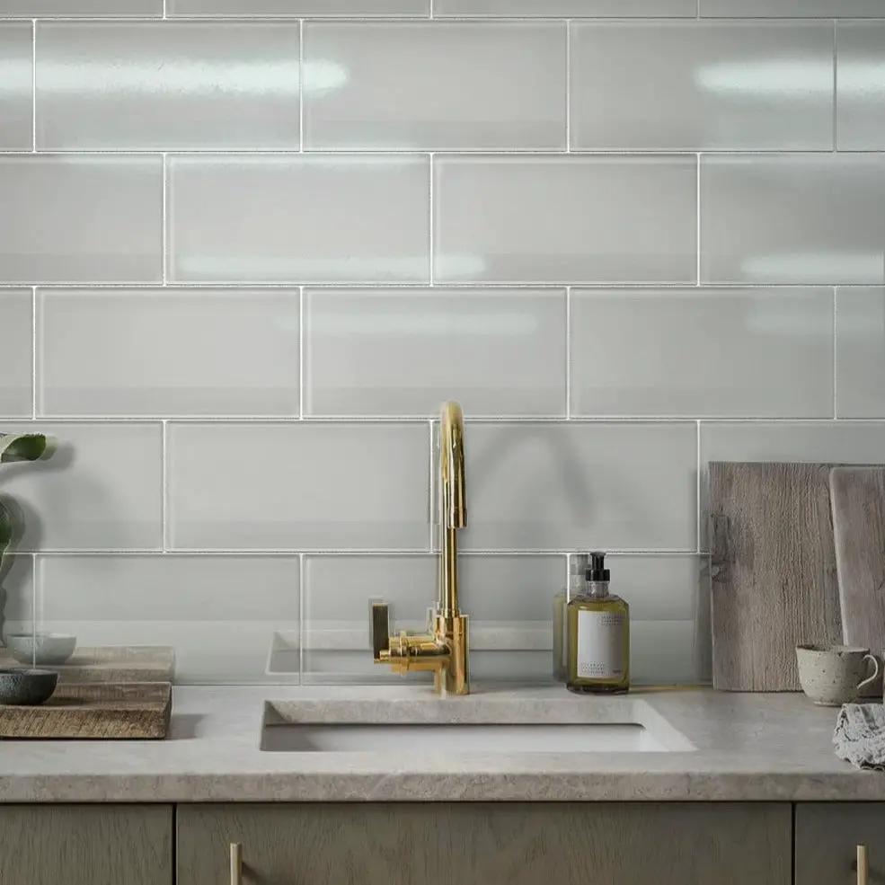 Warm Greige 8x16 Glossy Subway Glass Tile (15 pack, 13.33 sq ft/case) by Apollo Tile