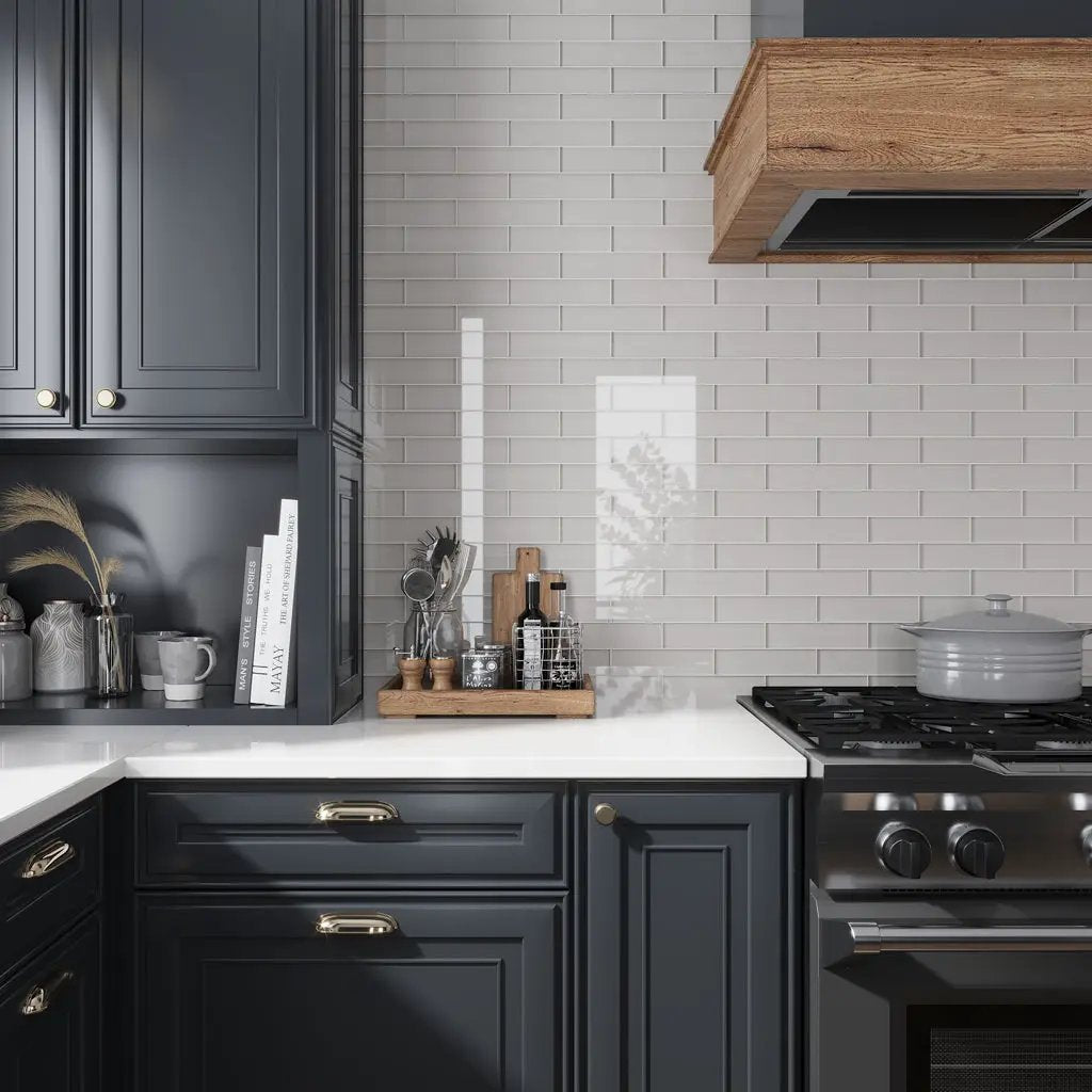 Warm Greige 3x12 Glossy Subway Glass Tile (20 pack, 5 sq ft/case) by Apollo Tile