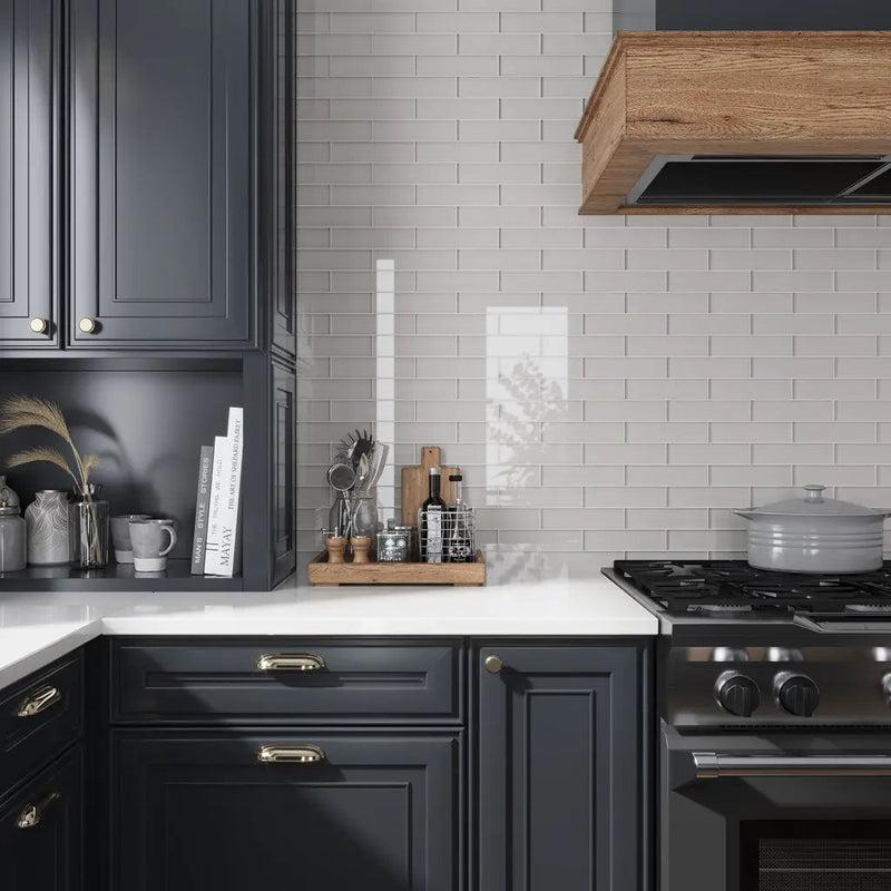 Warm Greige 3x12 Glossy Subway Glass Tile (20 pack, 5 sq ft/case) by Apollo Tile