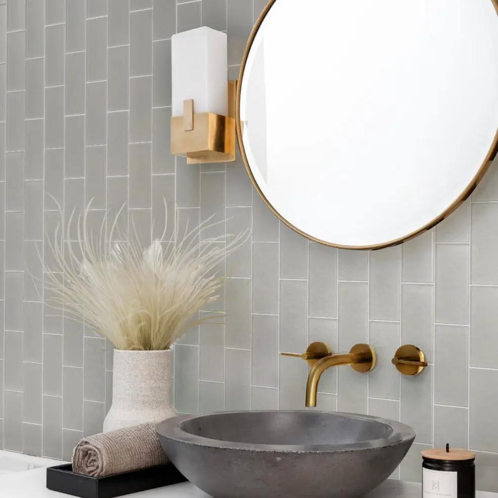 Warm Greige 3x6 Glossy Subway Glass Tile (40 pack, 5 sq ft/case) by Apollo Tile