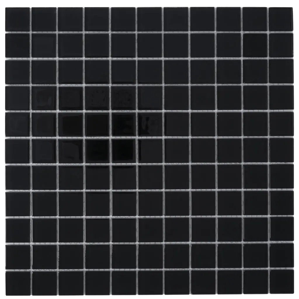 Black 12x12 Glossy Square Glass Mosaic Tile (10 pack, 9.67 sq ft/case) by Apollo Tile
